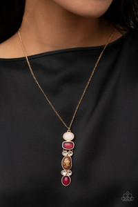 A glassy display of sparkly, glassy, and gold flecked golden and purple beads and pairs of glittery white rhinestones delicately stacks into an ethereal pendant at the bottom of a gold chain. Features an adjustable clasp closure.
Sold as one individual necklace. Includes one pair of matching earrings. A glassy display of sparkly, glassy, and gold flecked golden and purple beads and pairs of glittery white rhinestones delicately stacks into an ethereal pendant at the bottom of a gold chain. Features an adjustable clasp closure.
Sold as one individual necklace. Includes one pair of matching earrings.