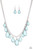 Encased in sleek silver frames, shiny blue teardrop beads drip from the bottom of a shimmery silver chain, creating a refreshing fringe below the collar. Features an adjustable clasp closure.

Sold as one individual necklace. Includes one pair of matching earrings.