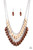 A row of faceted Soybean beads swings above a row of faceted Toffee beads, creating a vivacious double fringe below the collar. Features an adjustable clasp closure.
Sold as one individual necklace. Includes one pair of matching earrings. A row of faceted Soybean beads swings above a row of faceted Toffee beads, creating a vivacious double fringe below the collar. Features an adjustable clasp closure.
Sold as one individual necklace. Includes one pair of matching earrings.