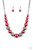 Dusted in glitter, sparkling gunmetal and pearly red beads are threaded along an invisible wire below the collar for a glamorous look. Features an adjustable clasp closure.

Sold as one individual necklace with matching earrings and bracelet.