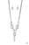 Featuring sleek gunmetal frames, a dramatic collection of white gems cascade from the bottom of a thick gunmetal chain. Additional gems trickle from the center, creating a glamorous extended pendant below the collar. Features an adjustable clasp closure.

Sold as one individual necklace. Includes one pair of matching earrings.