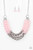 Featuring cloudy and glassy finishes, strands of faceted pink and gray crystal-like beads alternate below the collar, creating colorfully icy layers. Features an adjustable clasp closure.

Sold as one individual necklace. Includes one pair of matching earrings.