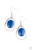 An oval blue stone swings from the bottom of an antiqued silver teardrop frame, creating a seasonal lure. Earring attaches to a standard fishhook fitting. As the stone elements in this piece are natural, some color variation is normal.

Sold as one pair of earrings.