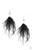 Fuzzy black feathers swing from the bottom of an oversized white rhinestone, creating a refined lure. Earring attaches to a standard fishhook fitting.

Sold as one pair of earrings.