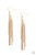 Strands of ornate gold chains and glittery white rhinestones stream from the ear, coalescing into a glamorous tassel. Earring attaches to a standard fishhook fitting.

Sold as one pair of earrings.