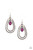 A purple teardrop bead is nestled inside two silver teardrops radiating in studded textures, creating a dizzying lure. Earring attaches to a standard fishhook fitting.

Sold as one pair of earrings.