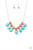 Round orange stone beads connect to oval turquoise stone beads, creating an earthy fringe below the collar for a seasonal look. Features an adjustable clasp closure.
Sold as one individual necklace. Includes one pair of matching earrings.
