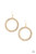 Encrusted in a glittery ring of white rhinestones, a studded gold hoop swings from the ear for a dramatic look. Earring attaches to a standard fishhook fitting.

Sold as one pair of earrings.