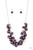 A bubbly collection of shiny silver and pearly purple beads cluster along a shimmery silver chain below the collar, creating a vivacious fringe. Features an adjustable clasp closure.

Sold as one individual necklace. Includes one pair of matching earrings.