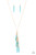 Capped in glistening gold fittings, refreshing turquoise stone tusk-like bars haphazardly dangle from two dainty gold chains, creating an earthy fringe at the bottom of a lengthened gold chain. Features an adjustable clasp closure.
Sold as one individual necklace. Includes one pair of matching earrings. Capped in glistening gold fittings, refreshing turquoise stone tusk-like bars haphazardly dangle from two dainty gold chains, creating an earthy fringe at the bottom of a lengthened gold chain. Features an adjustable clasp closure.
Sold as one individual necklace. Includes one pair of matching earrings.