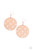 Studded rose gold filigree fills the inside of a rose gold hoop, creating an airy mandala pattern. Earring attaches to a standard fishhook fitting.

Sold as one pair of earrings.