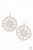 Decorative silver filigree fills the center of a silver hoop, creating a whimsical mandala pattern. Earring attaches to a standard fishhook fitting.

Sold as one pair of earrings.