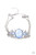 Dotted with opaque blue and white beads, white rhinestone encrusted silver frames flare out from a dewy blue beaded center. Two dainty silver chains attach to the colorful centerpiece for a whimsically layered look. Features an adjustable clasp closure.

Sold as one individual.