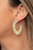 Green wicker-like cording wraps around a thick silver hoop, creating a flirty pop of color. Earring attaches to a standard post fitting. Hoop measures approximately 1 1/2" in diameter.

Sold as one pair of hoop earrings.