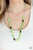 Varying in opacity, a mixed assortment of faceted Apple Green beads delicately link with dainty wooden beads across the chest, creating a whimsically earthy display. Features an adjustable clasp closure.

Sold as one individual necklace. Includes one pair of matching earrings.