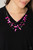 Dainty silver beads, pink crystal-like beads, and shell-like pink pebbles are fitted in place along strands of dainty wires, creating colorful layers below the collar. Features an adjustable clasp closure.
Sold as one individual necklace. Includes one pair of matching earrings. Dainty silver beads, pink crystal-like beads, and shell-like pink pebbles are fitted in place along strands of dainty wires, creating colorful layers below the collar. Features an adjustable clasp closure.
Sold as one individual necklace. Includes one pair of matching earrings.