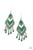 Featuring the refreshing green hue of Leprechaun, dainty seed beads adorn the front of a scalloped heart shaped frame that swings from the bottom of a studded silver frame adorned in a marquise cut Leprechaun bead. Dainty Leprechaun beads dot studded silver frames that trickle from the bottom of the colorful display, creating a playful fringe. Earring attaches to a standard fishhook fitting.

Sold as one pair of earrings.