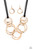 Black suede cords knot around a mismatched assortment of hammered gold rings that interlock below the collar, creating two rows of dizzying texture. Features an adjustable clasp closure. Sold as one individual necklace. Includes one pair of matching earrings.
Sold as one individual necklace. Includes one pair of matching earrings. Black suede cords knot around a mismatched assortment of hammered gold rings that interlock below the collar, creating two rows of dizzying texture. Features an adjustable clasp closure. Sold as one individual necklace. Includes one pair of matching earrings.
Sold as one individual necklace. Includes one pair of matching earrings.