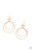 A shimmery wavy gold disc links atop a collection of three delicately hammered gold rings in concentric sizes for an out-of-this-world finish. Earring attaches to a standard fishhook fitting.

Sold as one pair of earrings.