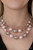 Sections of oversized silver chains, pink pearls, and shiny silver beads haphazardly link into two timeless layers below the collar, creating a dramatically refined display. Features an adjustable clasp closure.
Sold as one individual necklace. Includes one pair of matching earrings. Sections of oversized silver chains, pink pearls, and shiny silver beads haphazardly link into two timeless layers below the collar, creating a dramatically refined display. Features an adjustable clasp closure.
Sold as one individual necklace. Includes one pair of matching earrings.