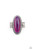 Featuring a glassy iridescence, an oval purple acrylic bead is pressed into the center of textured silver fittings, creating a mystical centerpiece atop the finger. Features a dainty stretchy band for a flexible fit.

Sold as one individual ring.