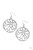 A stenciled silver blossom asymmetrically blooms inside a silver hoop, resulting in a whimsical floral fashion. Earring attaches to a standard fishhook fitting.

Sold as one pair of earrings.