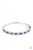 Featuring regal emerald style cuts, a dainty row of blue and white rhinestones are encrusted across the front of a silver cuff-like bangle for a timeless fashion. Features a hinged closure.

Sold as one individual bracelet.