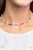 A dainty strand of multicolored seed beads is dotted with yellow and white beaded floral frames, creating a flirtatious floral look around the neck. Features an adjustable clasp closure.
Sold as one individual choker necklace. Includes one pair of matching earrings. A dainty strand of multicolored seed beads is dotted with yellow and white beaded floral frames, creating a flirtatious floral look around the neck. Features an adjustable clasp closure.
Sold as one individual choker necklace. Includes one pair of matching earrings.