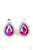 Featuring a flashy UV finish, a faceted pink teardrop gem is pressed into a silver frame bordered with glittery white rhinestones for a glamorous finish. Earring attaches to a standard clip-on fitting.

Sold as one pair of clip-on earrings.