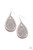 Bordered in dainty pink rhinestones, the center of an oversized silver teardrop is filled with an airy floral pattern for a seasonal flair. Earring attaches to a standard fishhook fitting.

Sold as one pair of earrings.