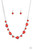 Encased in sleek silver frames, a fiery collection of round and teardrop red stones delicately link below the collar for a whimsical pop of color. Features an adjustable clasp closure.

Sold as one individual necklace. Includes one pair of matching earrings.