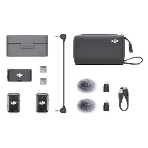 Microphone sans fil tout-en-un DJI Mic 2 Noir + 2 émetteurs + 1 récepteur + boîtier de recharge