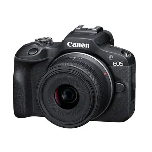 Publicité Canon EOS R100 - Appareil photo numérique - sans miroir - 24.1 MP - APS-C - 4K / 29.97 pi/s - 2.5x zoom optique objectif RF-S 18 - 45 mm F4.5 - 6.3 IS STM - Wi-Fi, Bluetooth - noir