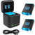 Lot de 3 Batteries et 3 canaux Chargeur Rapide pour GoPro Hero 12 Hero11/10/9 Entièrement Compatible avec Chargeur d'origine Hero 12/11/10/9 et Batteries Chargeur +2 Batteries