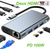 Hub USB C - 8 en 1 - Adaptateur USB-C, 2 HDMI 4K 30 Hz & VGA, Ethernet RJ45 100M, Port PD 100W, USB 3.0/2.0, Type-C