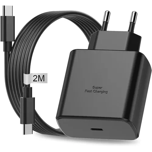 Chargeur USB-C charge rapide 45W avec câble USB-C 2m pour Samsung Galaxy Galaxy A57 A56 S22 S23 S24 S25 S26 Plus Ultra 5G