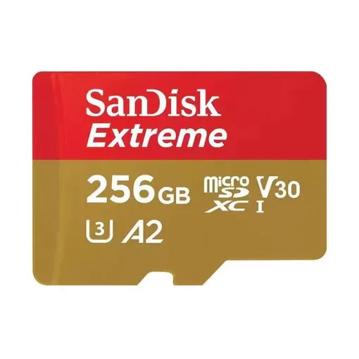 Carte Mémoire microSDXC SanDisk Extreme 256 Go + Adaptateur SD avec Performances Applicatives A2 jusqu'à 160 Mo/s, Classe 10, U3, V30