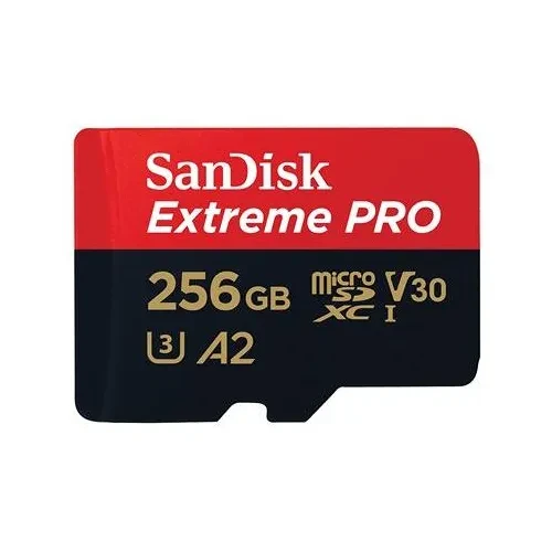 SanDisk Extreme PRO - Carte mémoire flash (adaptateur microSDXC vers SD inclus(e)) - 256 Go - A2 / Video Class V30 / UHS-I U3 / Class10 - microSDXC UHS-I
