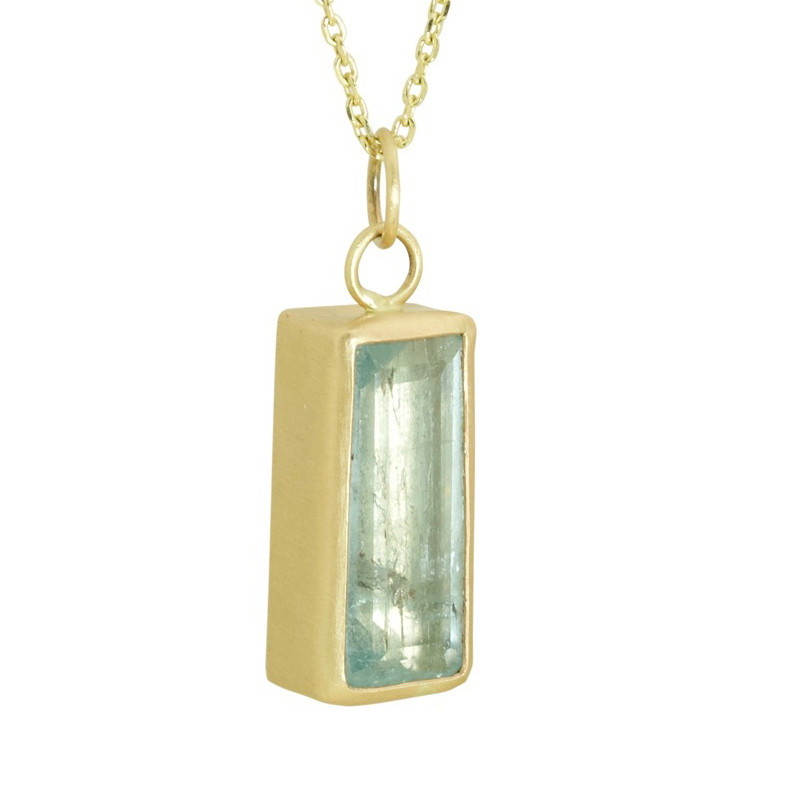 Aquamarine Bar Pendant one-of-a-kind 