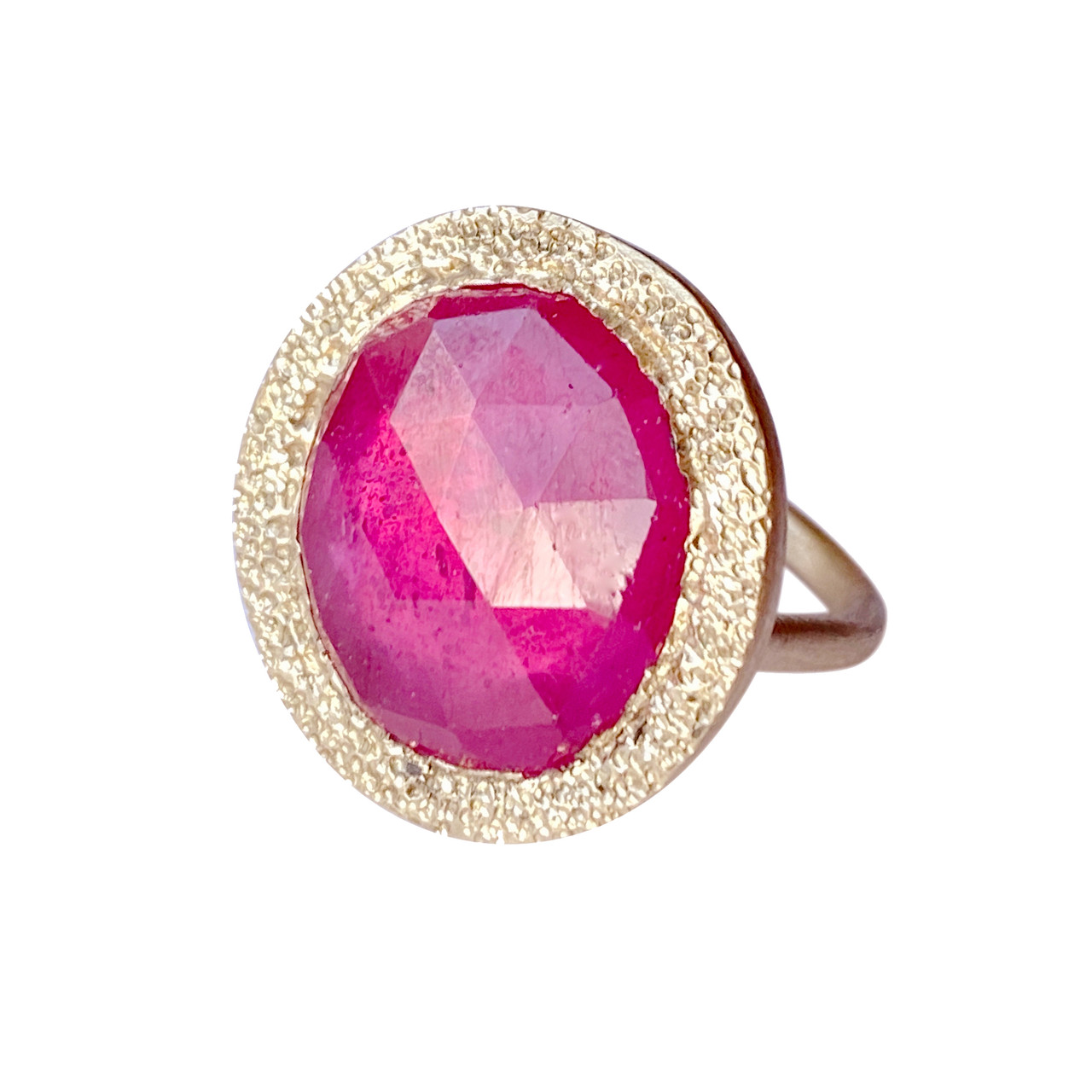 Ring: Pink Sapphire Large Round 14kt Gold