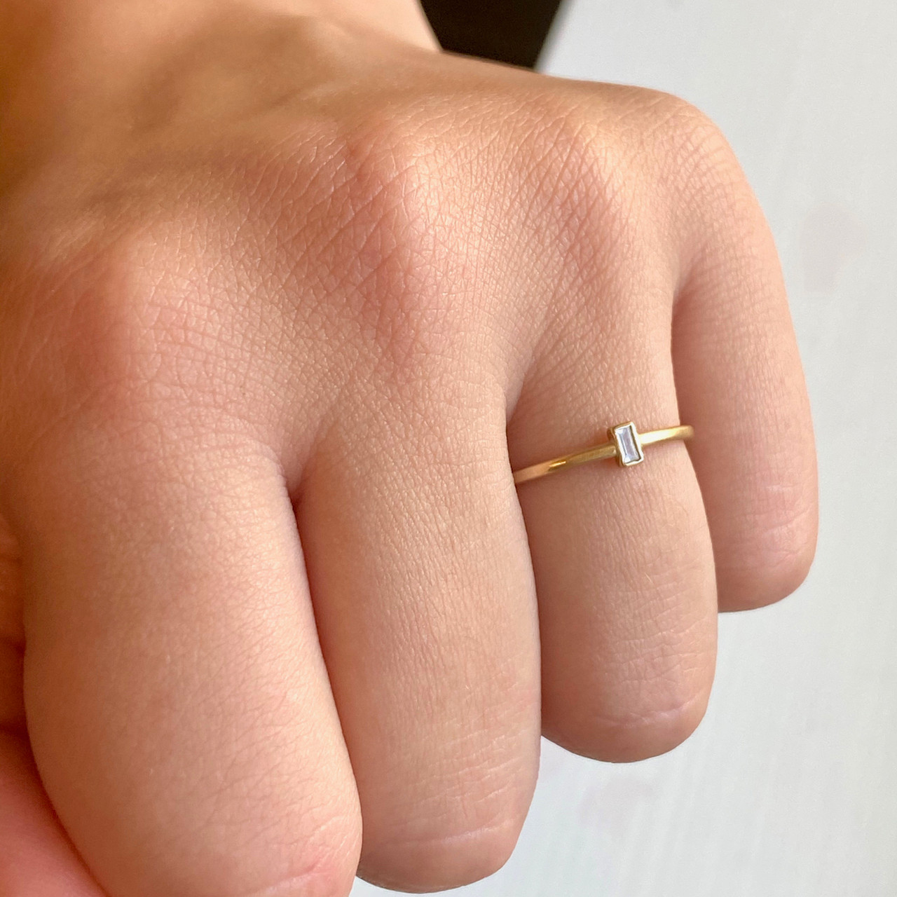 tiny baguette diamond ring