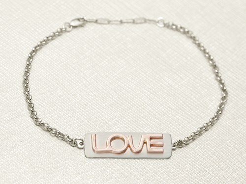 LOVE Wide Bar Bracelet Silver or Gold