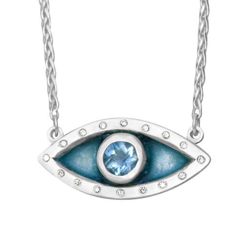 BE BOLD Evil Eye Necklace Silver Blue Topaz BE BOLD Evil Eye Necklace Silver Blue Topaz
