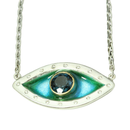 BE BOLD Evil Eye Necklace London Blue Topaz Silver