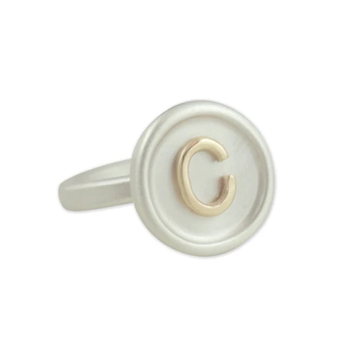 Raised Gold Initial Ring