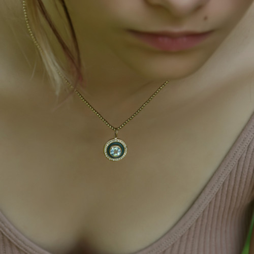 En Soleil Large Gold Blue Topaz and Diamonds