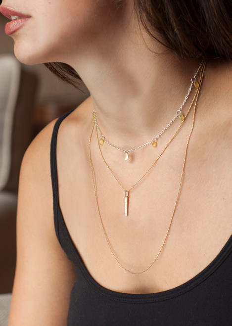 Diamond Skinny Bar 14kt Gold Charm