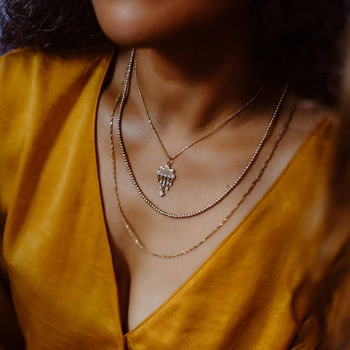 Super Sparkly 18" Beaded Chain 14kt Gold