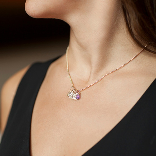 Tiny LOVE Diamond Disc 14kt Gold