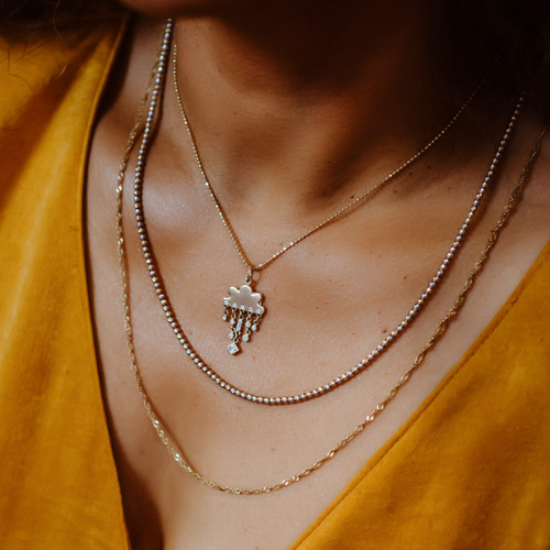 Dainty Sparkly Ball Chain Silver